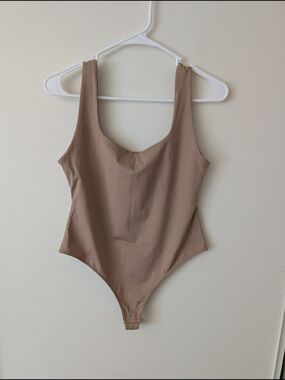 BYLT Basics Womens Large Brown Bodysuit Activewear Athleisure Minimalist Neutral